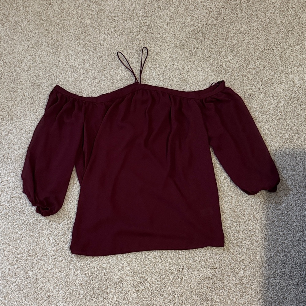 1. State Off-Shoulder Burgundy Blouse